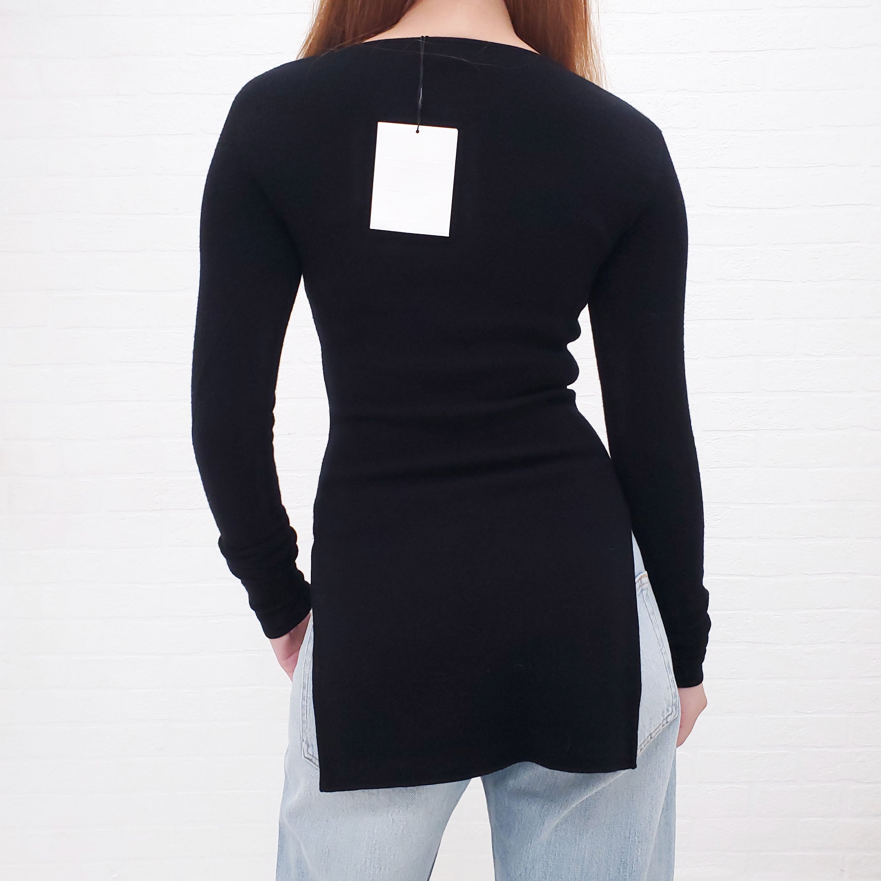 TOTEME BLACK SIDE-SLIT LONG SLEEVE TOP - SIZE XXS
