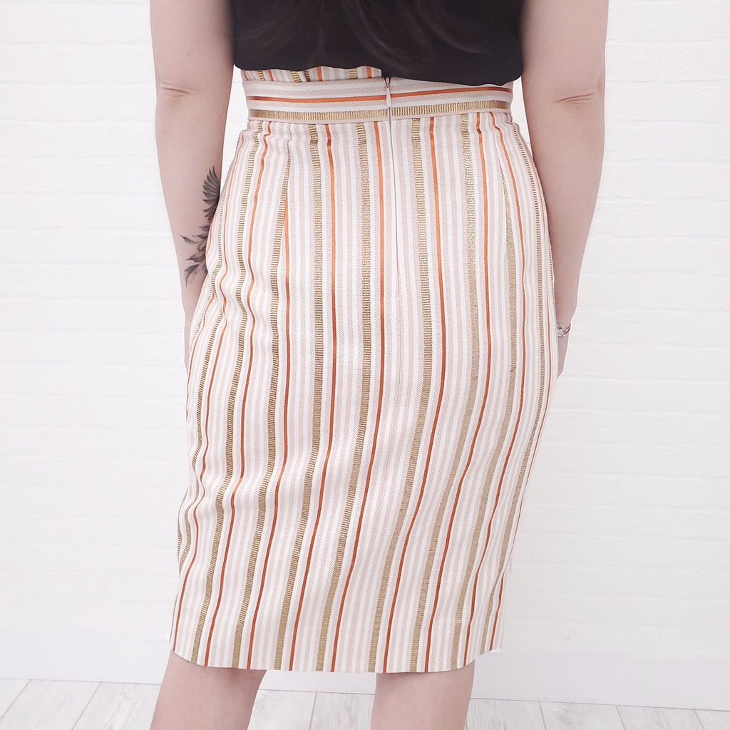 PETER PILOTTO STRIPED METALLIC SKIRT - SIZE 8
