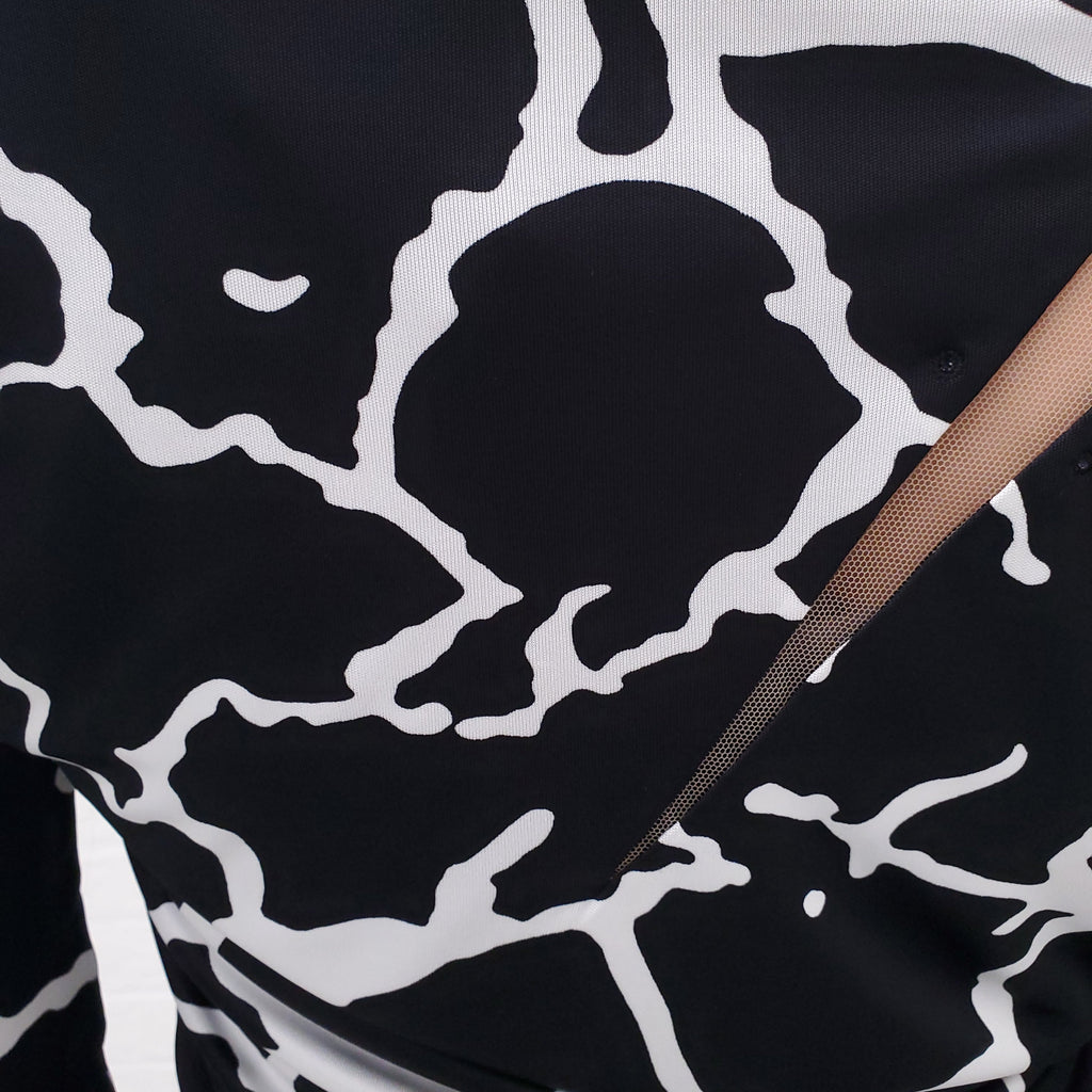 VERSACE BLACK AND WHITE PATTERN BODYSUIT - SIZE 4