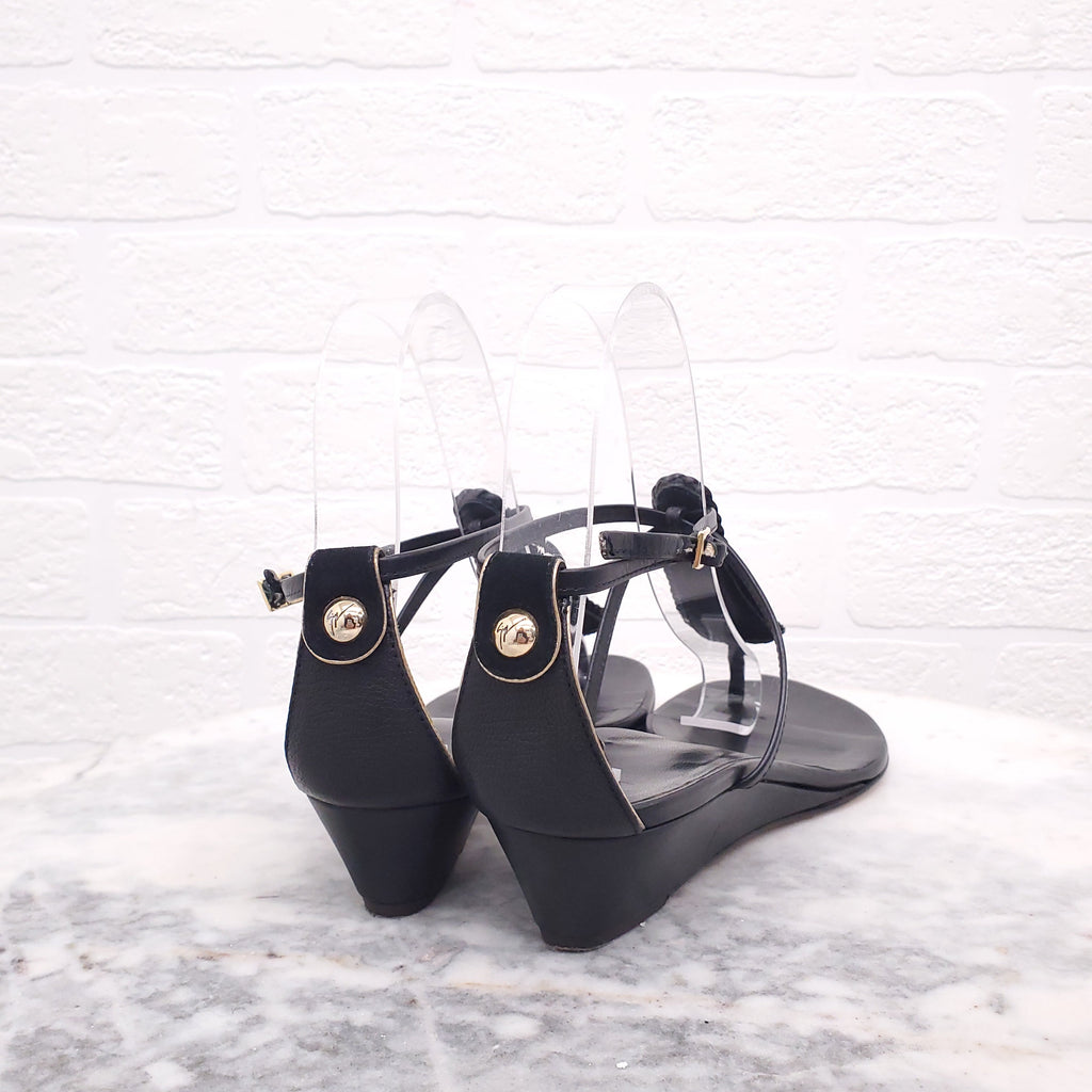 GIUSEPPE ZANOTTI BLACK AND GOLD SANDALS - SIZE 36