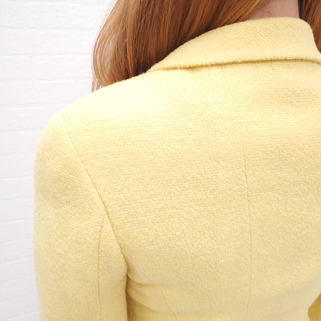CHANEL YELLOW TWEED JACKET WITH LOGO BUTTONS - SIZE 36