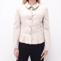 CHANEL NUDE DENIM JACKET WITH LOGO BUTTONS - SIZE 38