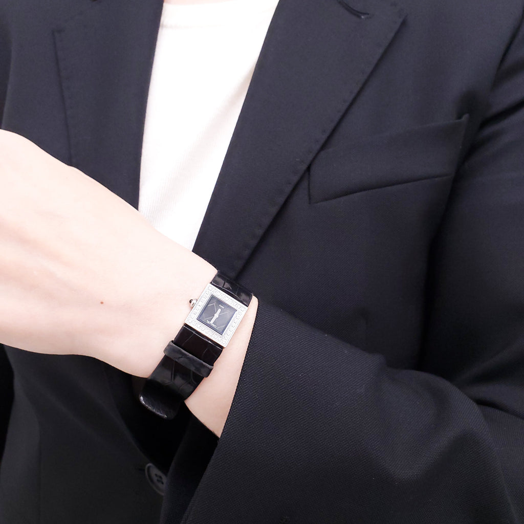 CHANEL DIAMOND WATCH WITH CROC BAND