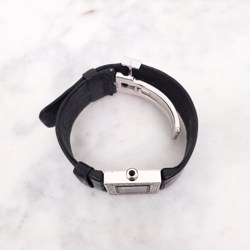CHANEL DIAMOND WATCH WITH CROC BAND