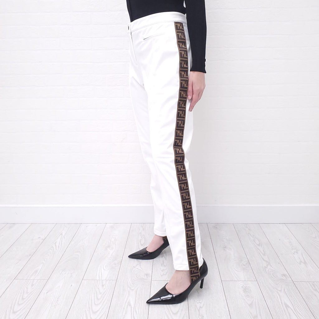 FENDI LOGO WHITE SKI PANTS - SIZE 48