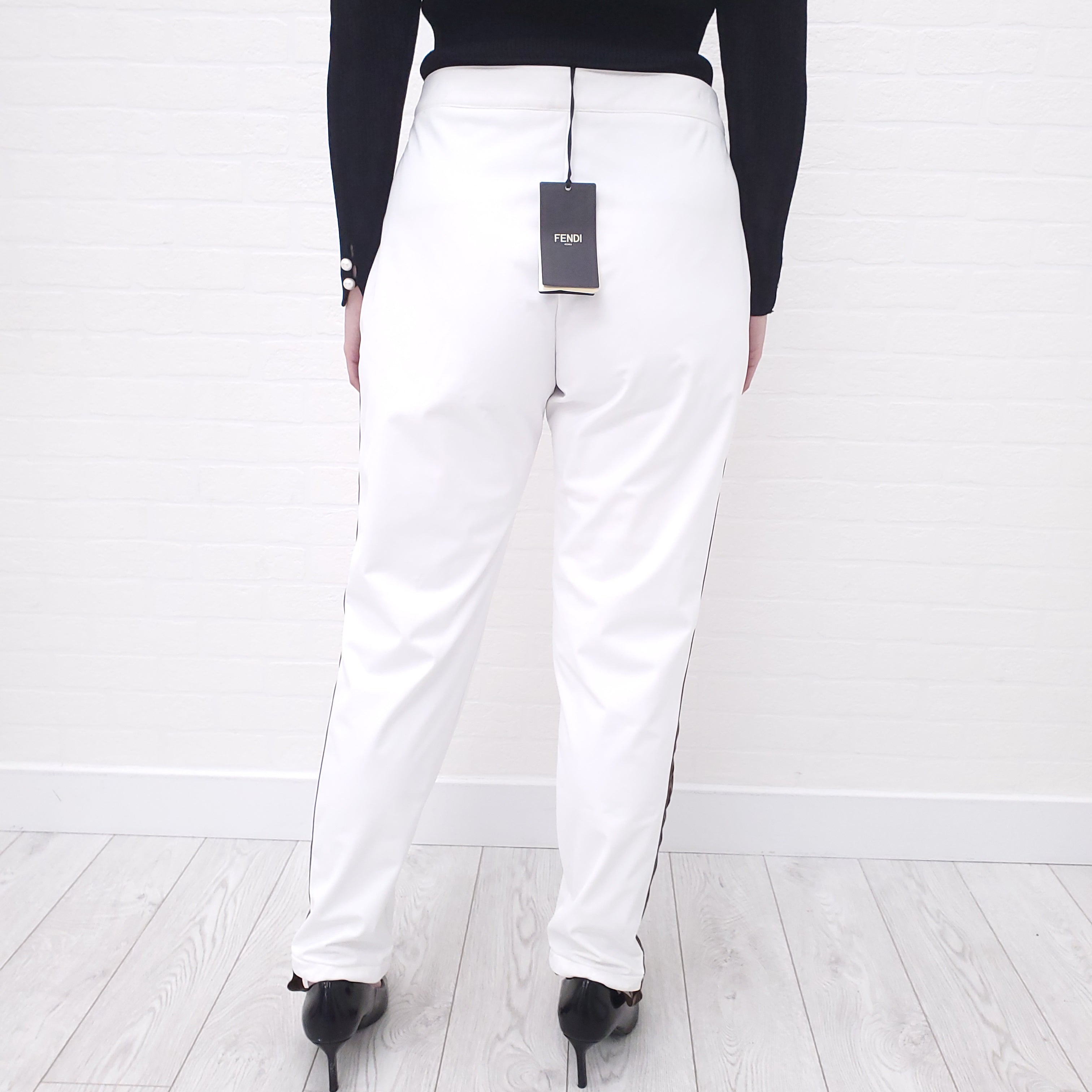 FENDI LOGO WHITE SKI PANTS - SIZE 48