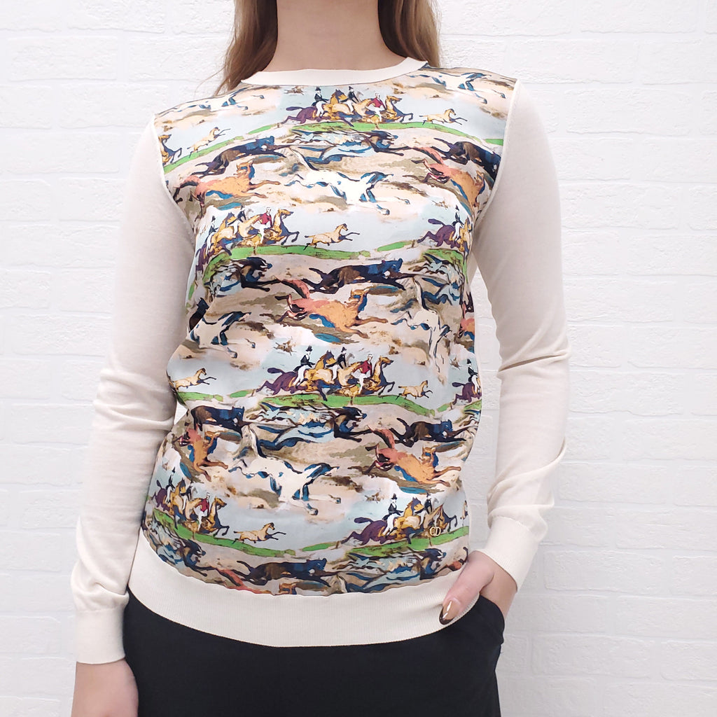 CHRISTIAN DIOR HORSE SILK AND WOOL SWEATER ($3700)- SIZE 36