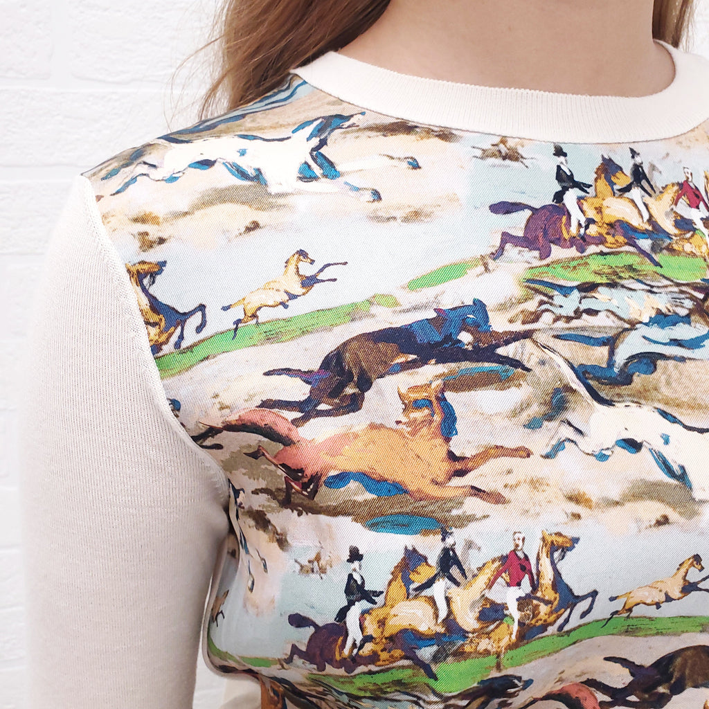 CHRISTIAN DIOR HORSE SILK AND WOOL SWEATER ($3700)- SIZE 36