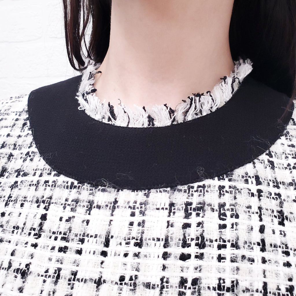 DOLCE & GABBANA BLACK/WHITE TWEED DRESS - SIZE 42