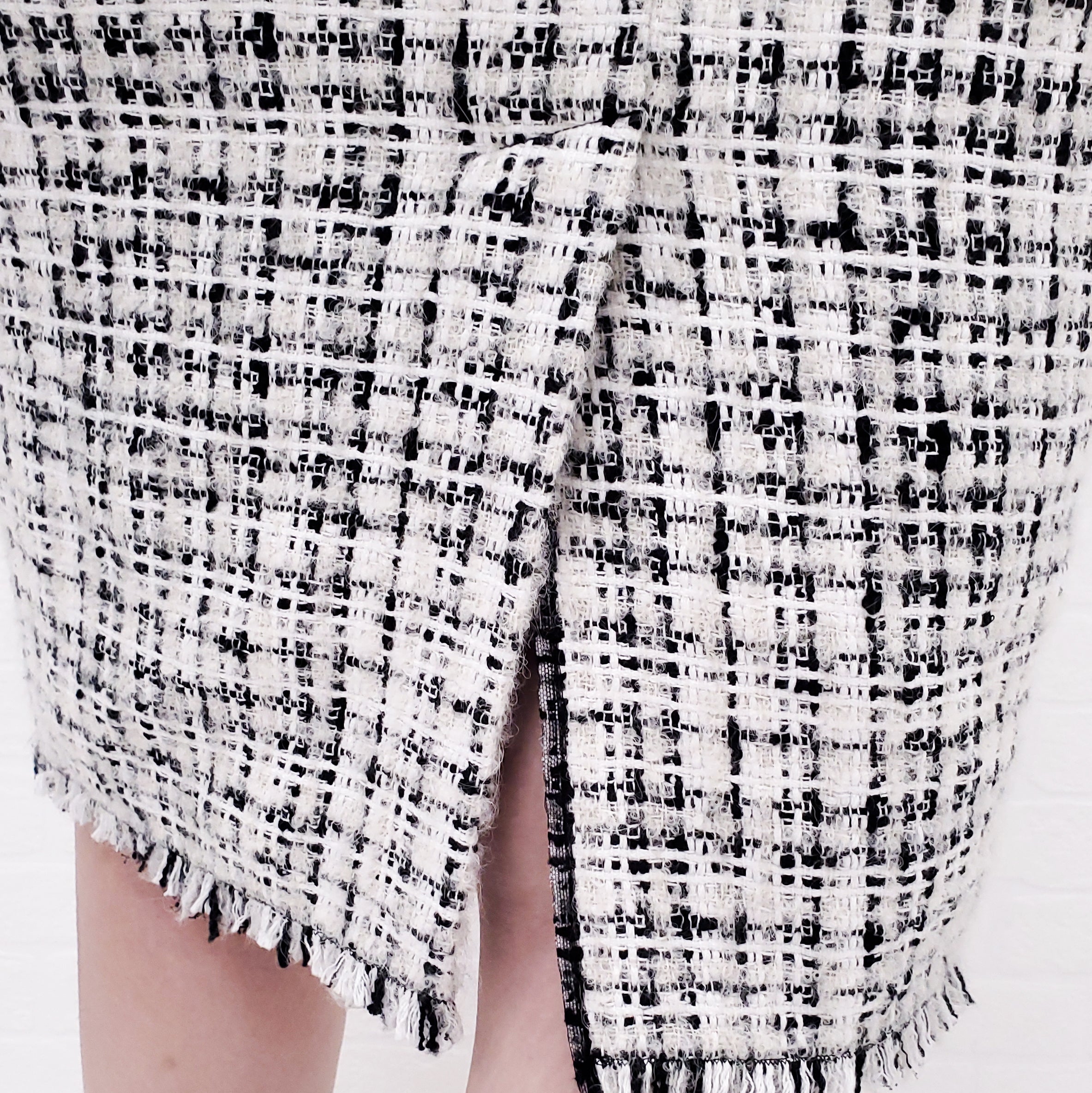 DOLCE & GABBANA BLACK/WHITE TWEED DRESS - SIZE 42
