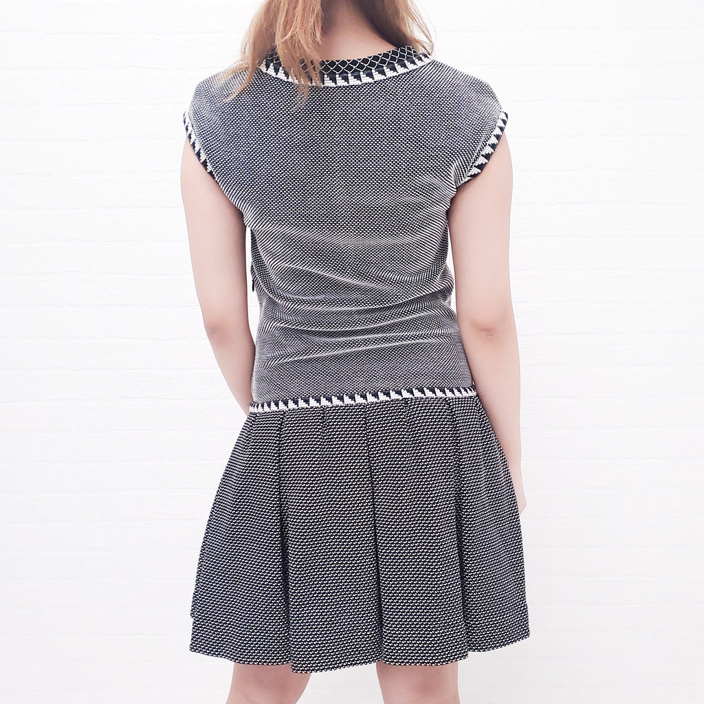 CHANEL BLACK & WHITE BABYDOLL DRESS - SIZE 36