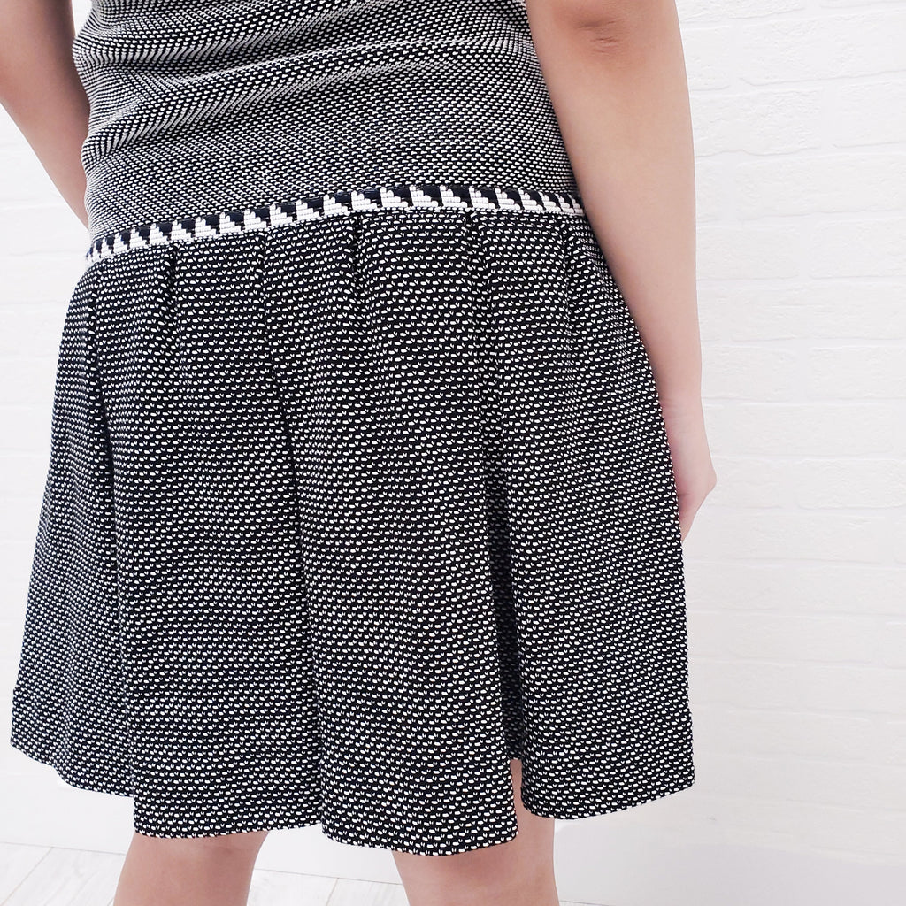 CHANEL BLACK & WHITE BABYDOLL DRESS - SIZE 36