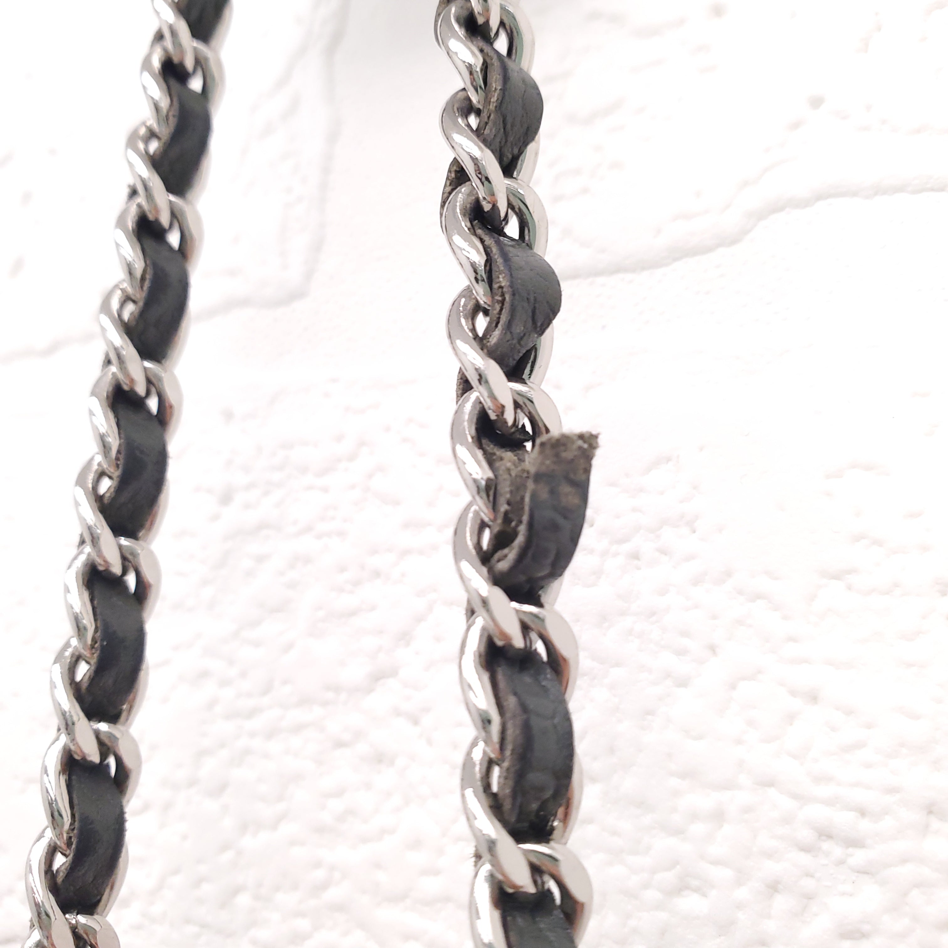 CHANEL KAKI HALF CRESCENT INTERLOCKING CC WALLET ON CHAIN