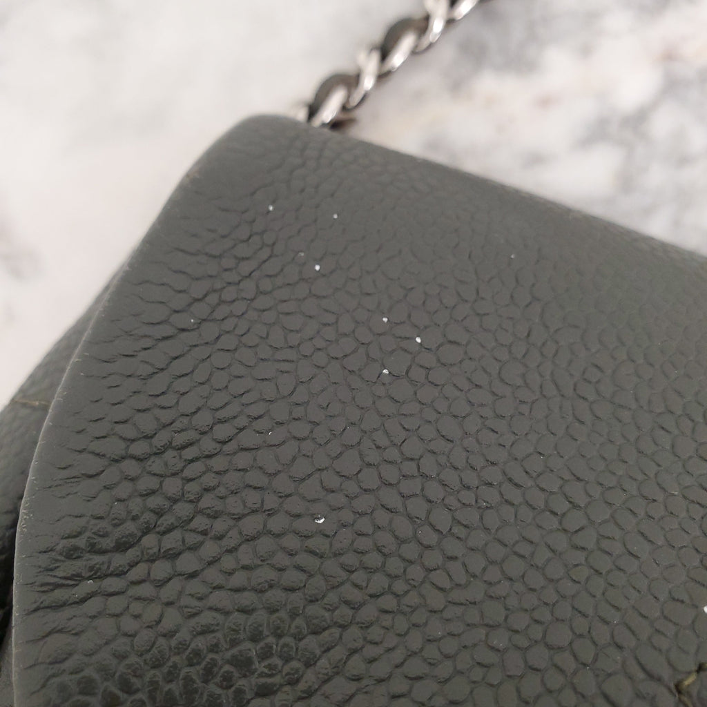 CHANEL KAKI HALF CRESCENT INTERLOCKING CC WALLET ON CHAIN