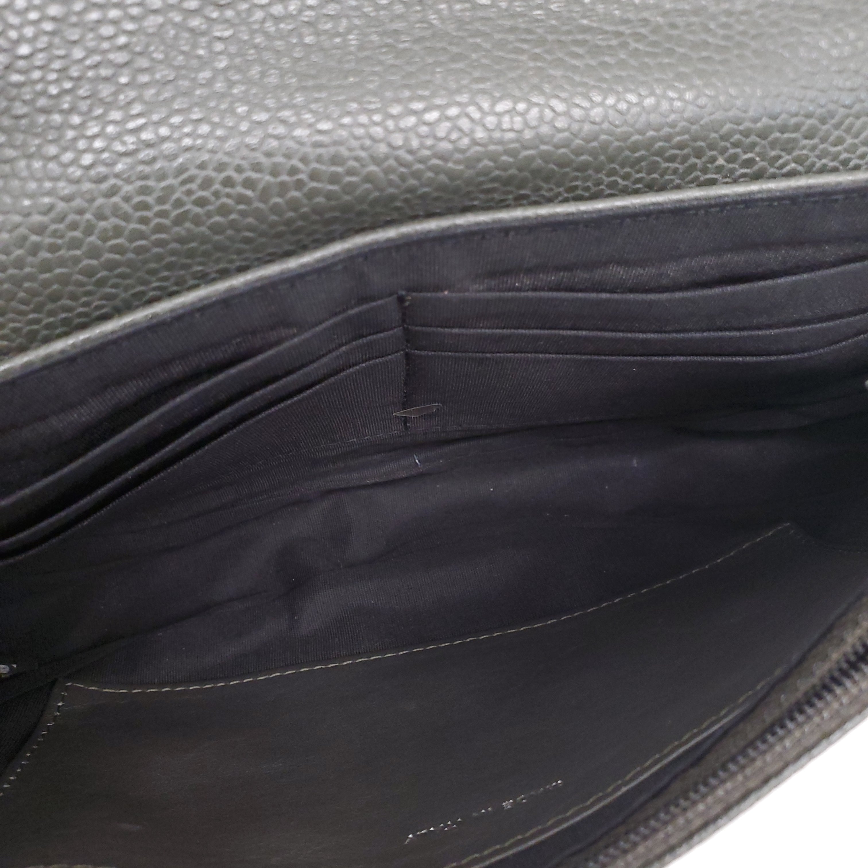 CHANEL KAKI HALF CRESCENT INTERLOCKING CC WALLET ON CHAIN