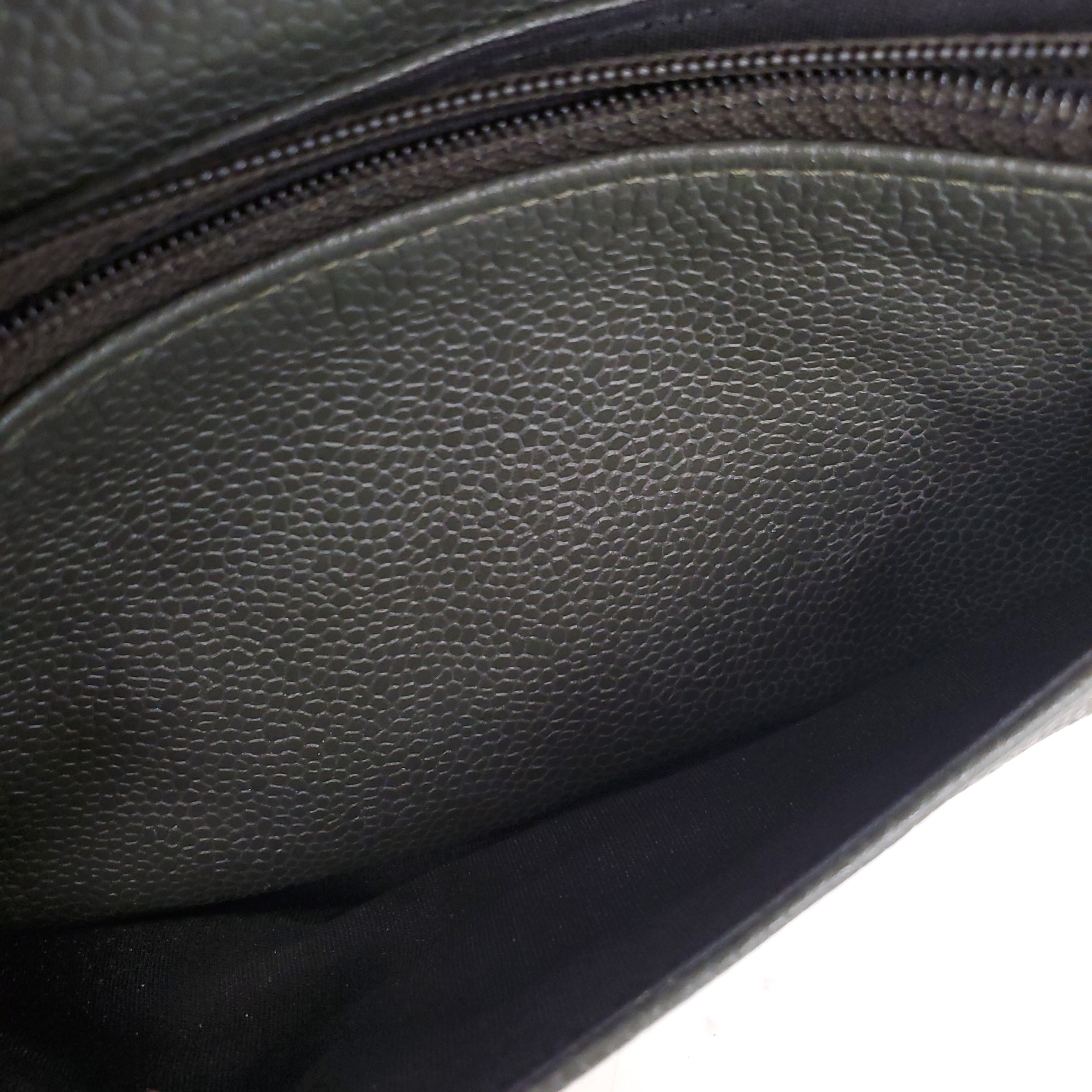 CHANEL KAKI HALF CRESCENT INTERLOCKING CC WALLET ON CHAIN