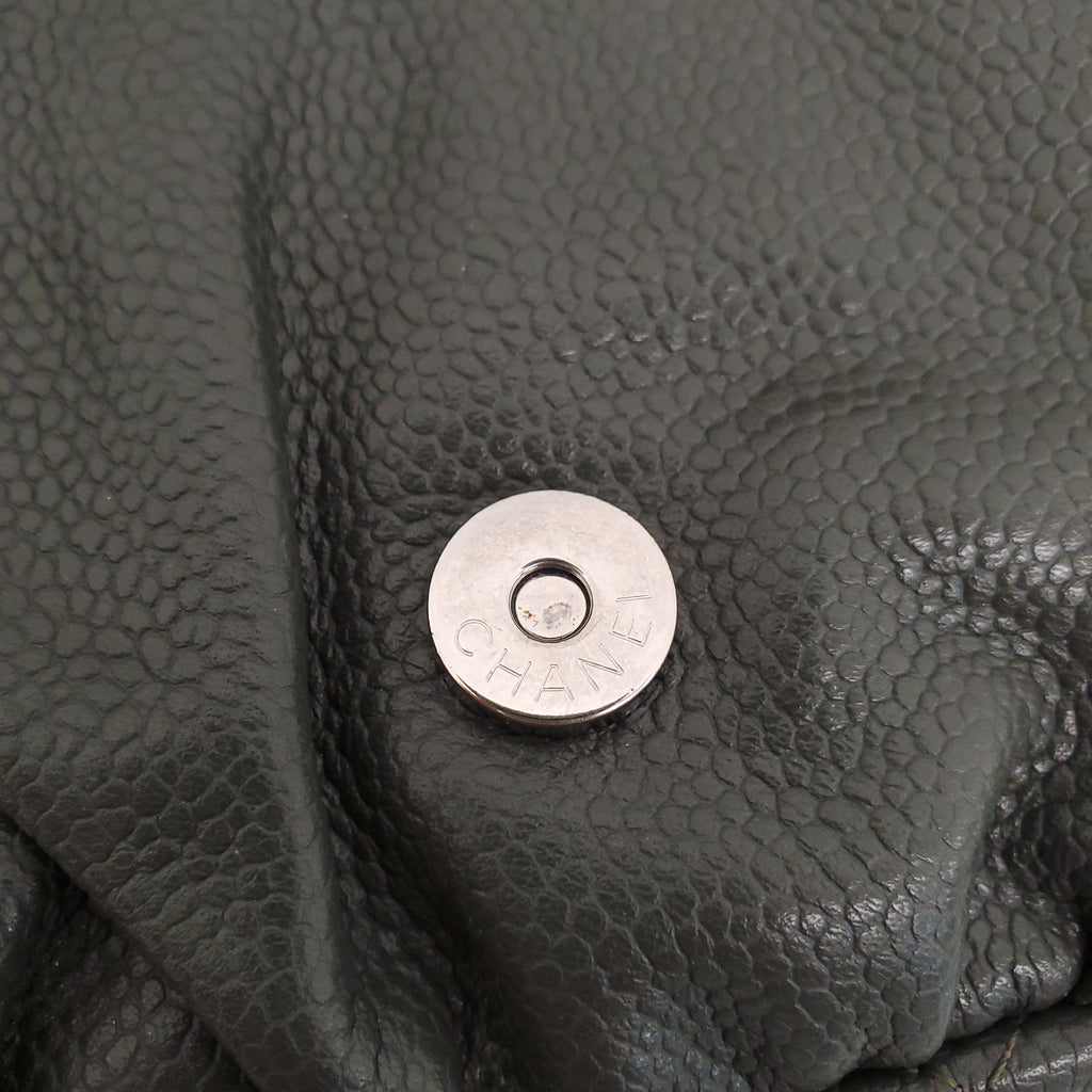 CHANEL KAKI HALF CRESCENT INTERLOCKING CC WALLET ON CHAIN