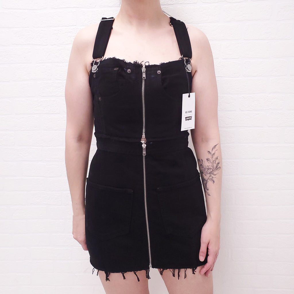 RE/DONE X LEVIS BLACK DENIM OVERALL DRESS - SIZE M