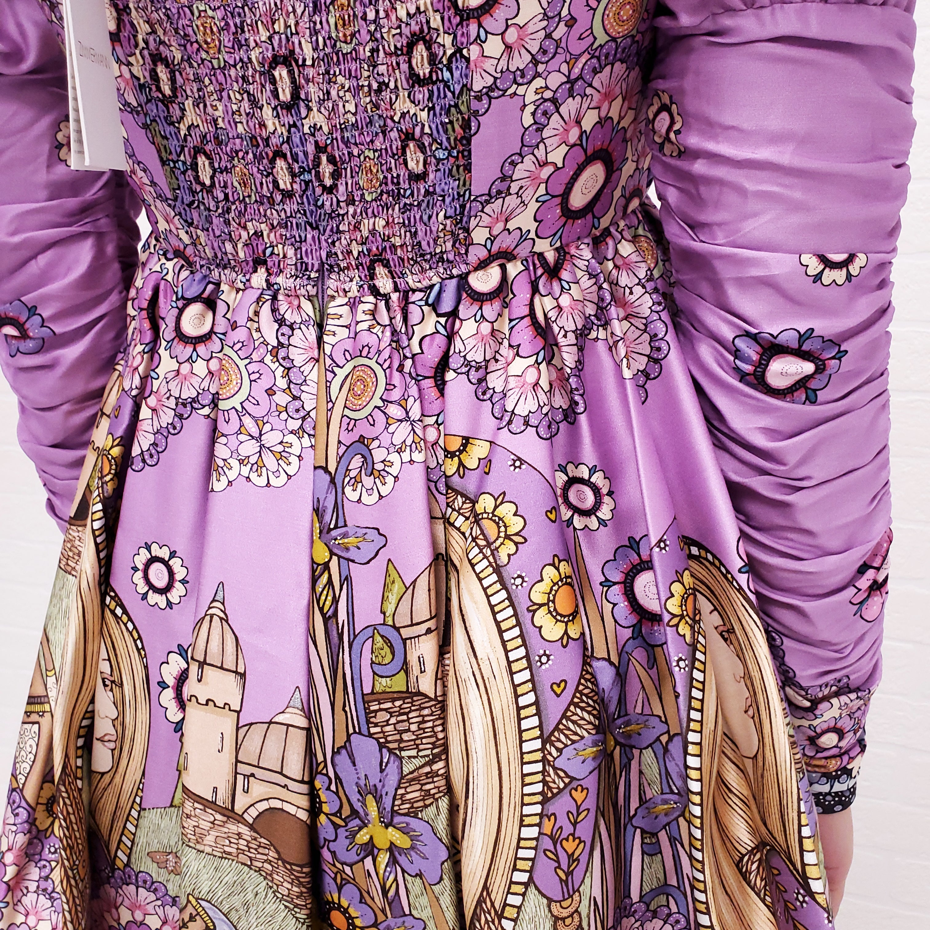 ZIMMERMANN KNOTTED PRINTED SILK DRESS - SIZE 0/XS