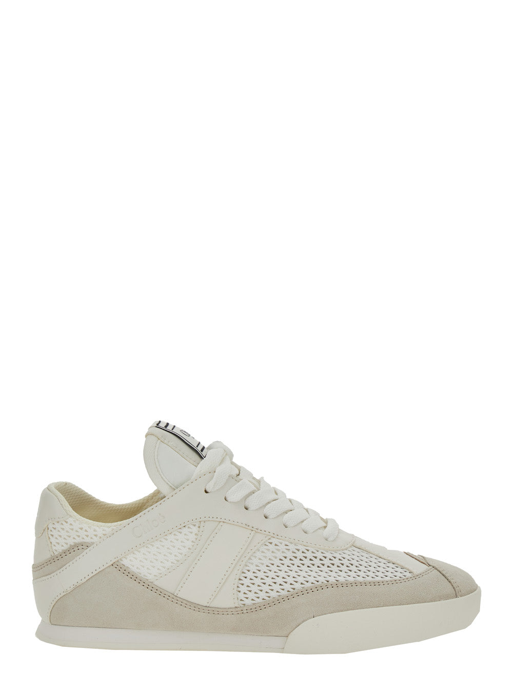 Chloé Women 'Kick' White Sneakers With Logo Patch On The Tongue And Logo Lettering On The Rear In Fabric And Suede Woman