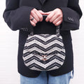 CHANEL TWEED CHEVRON TOP HANDLE FLAP BAG