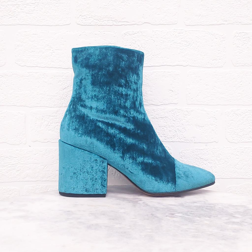 DRIES VAN NOTEN BLUE VELVET BOOTS - SIZE 37.5