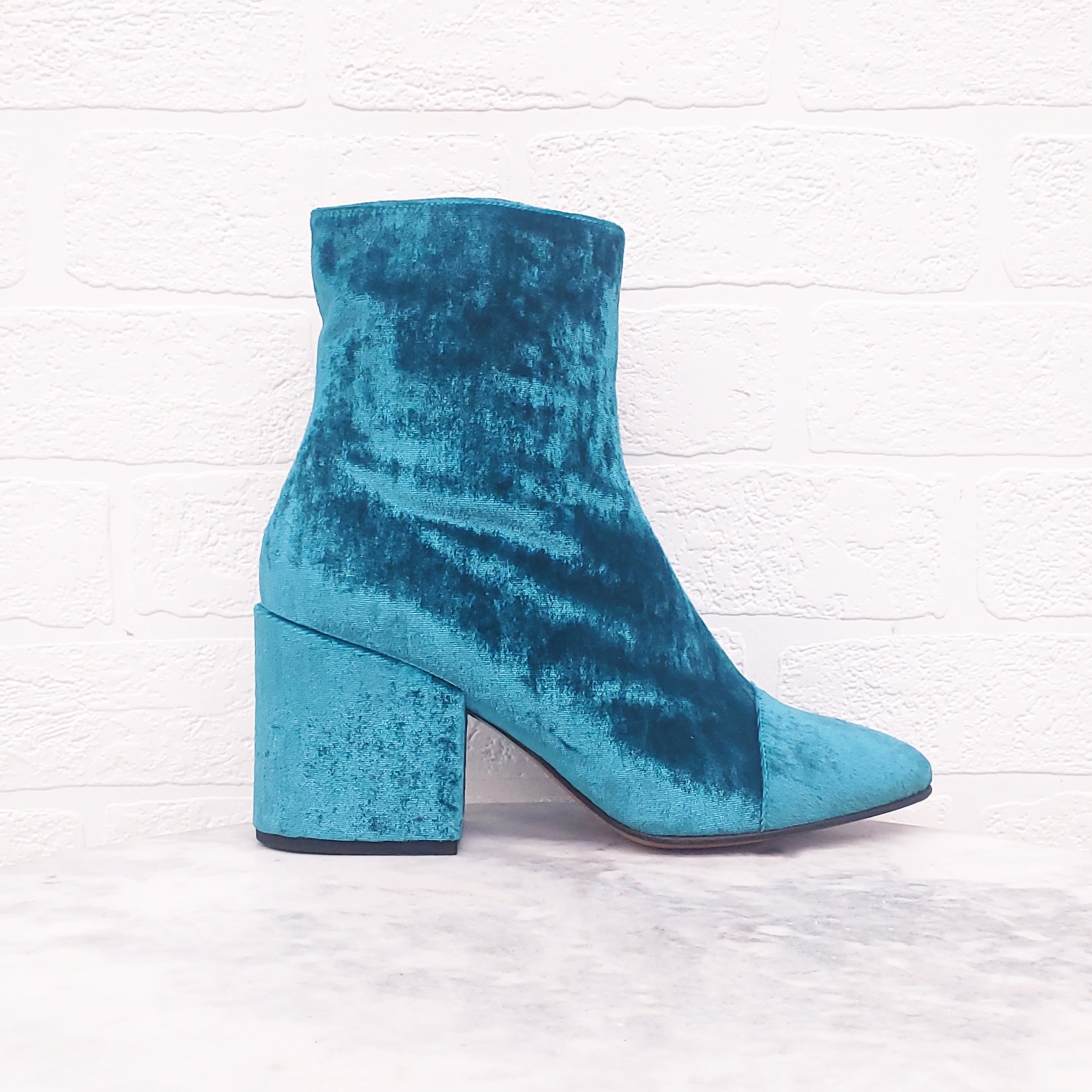 DRIES VAN NOTEN BLUE VELVET BOOTS - SIZE 37.5