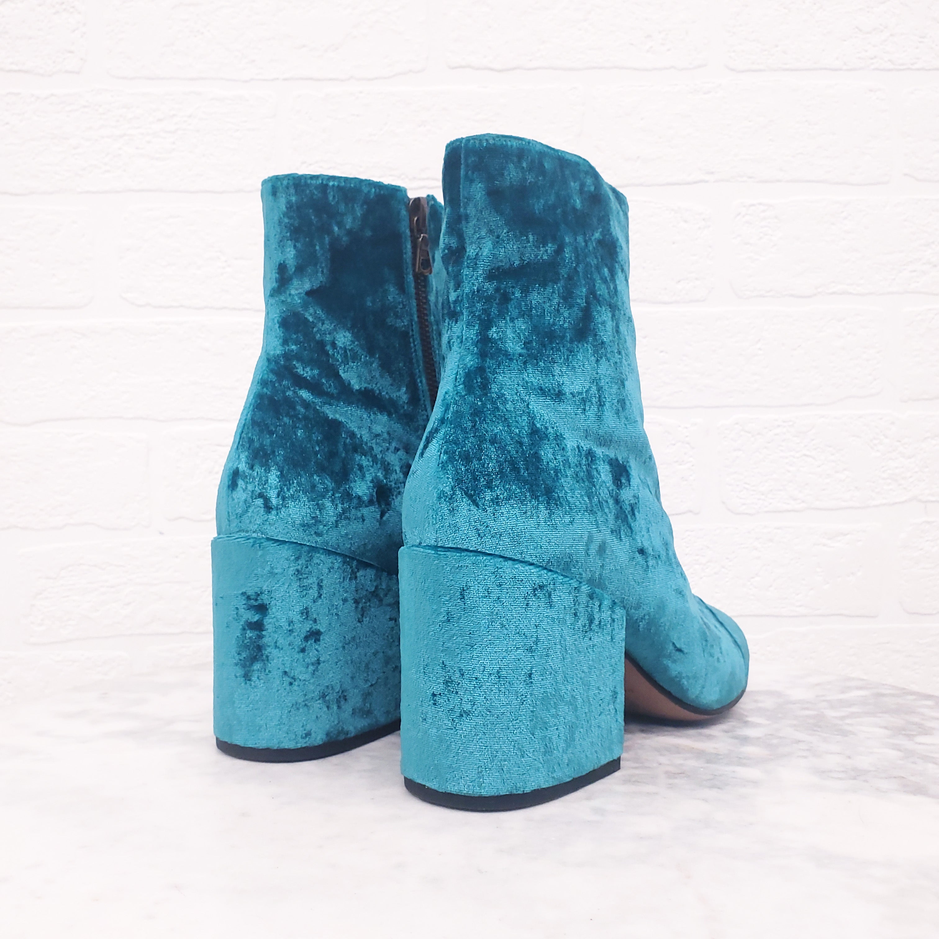 DRIES VAN NOTEN BLUE VELVET BOOTS - SIZE 37.5