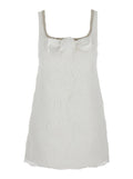 Self-Portrait Women White Mini Dress With Square Neck And Bow Detail On The Front In Tech Fabric Woman