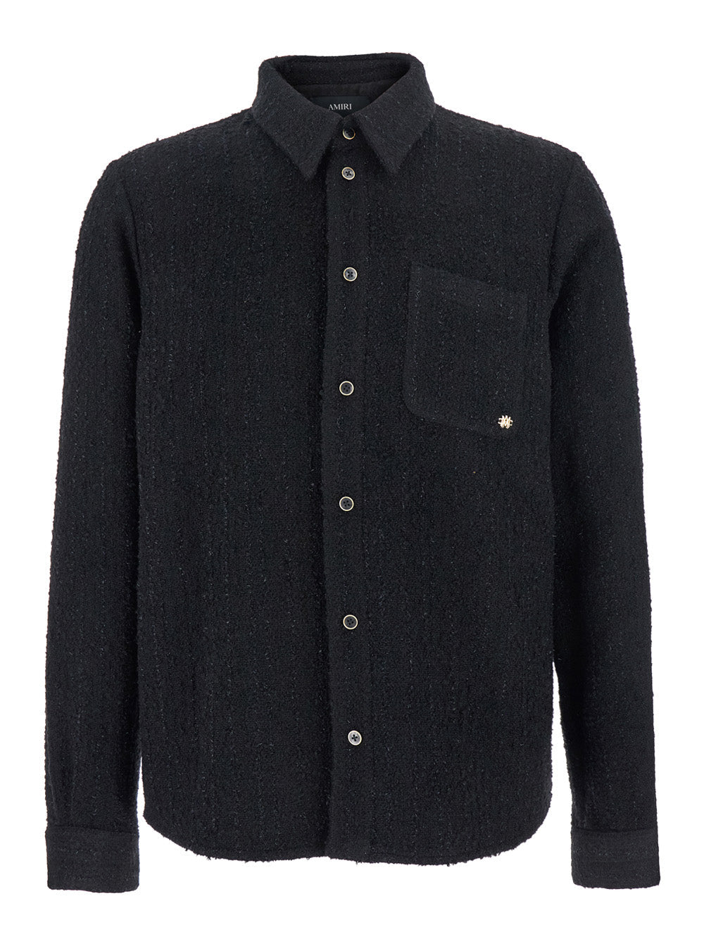 Amiri Men Black Shirt With Classic Collar And Logo Plaque On The Front In Fabric Man