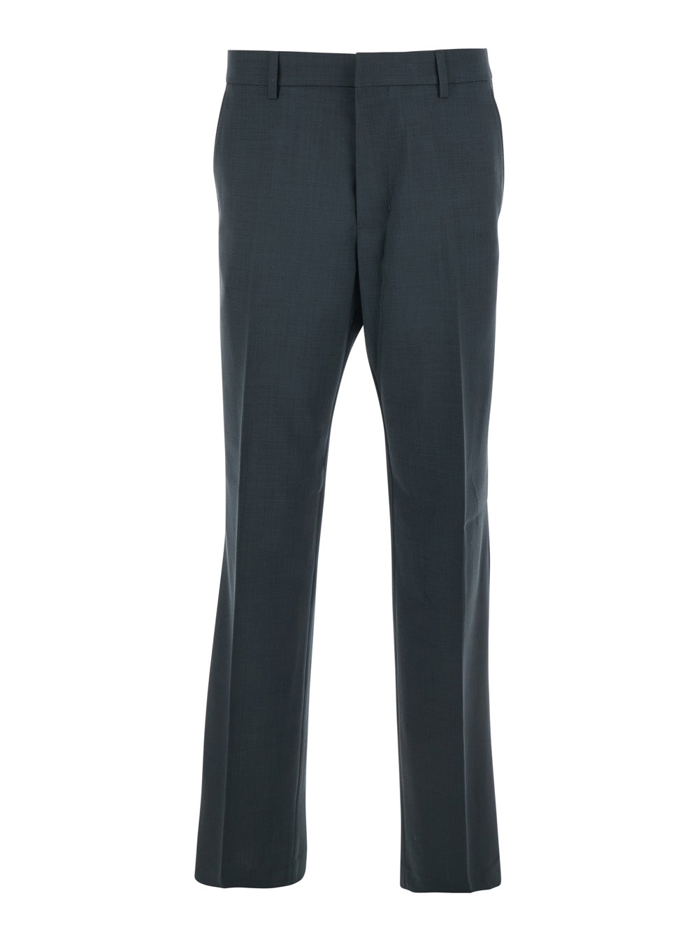Ami Paris Men Grey Pants With Belt Loops And Front Concealed Closure In Wool Man