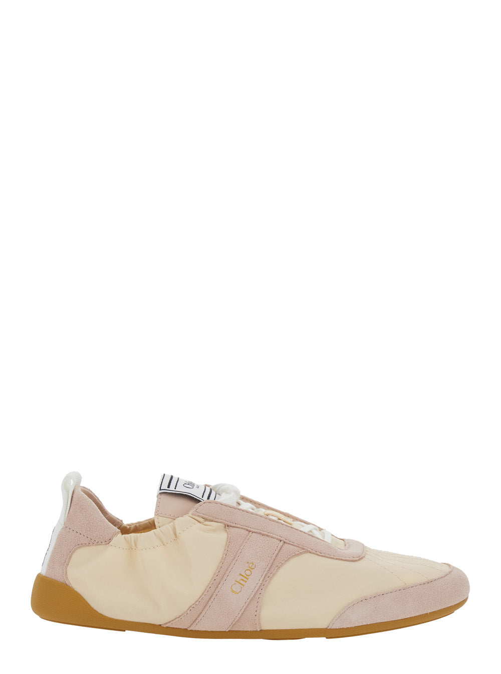 Chloé Women Sneaker 'Kick' With Side Lettering Logo And Elasticized Details In Beige Fabric For Women