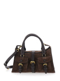 Mulberry Women 'Roxanne' Brown Small Handbag With Adjustable And Removable Shoulder Strap And Two Pockets On The Front In Suede For Women