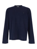 Ami Paris Men Blue Long-Sleeve T-Shirt With Adc Embroidery On The Front In Cotton Man