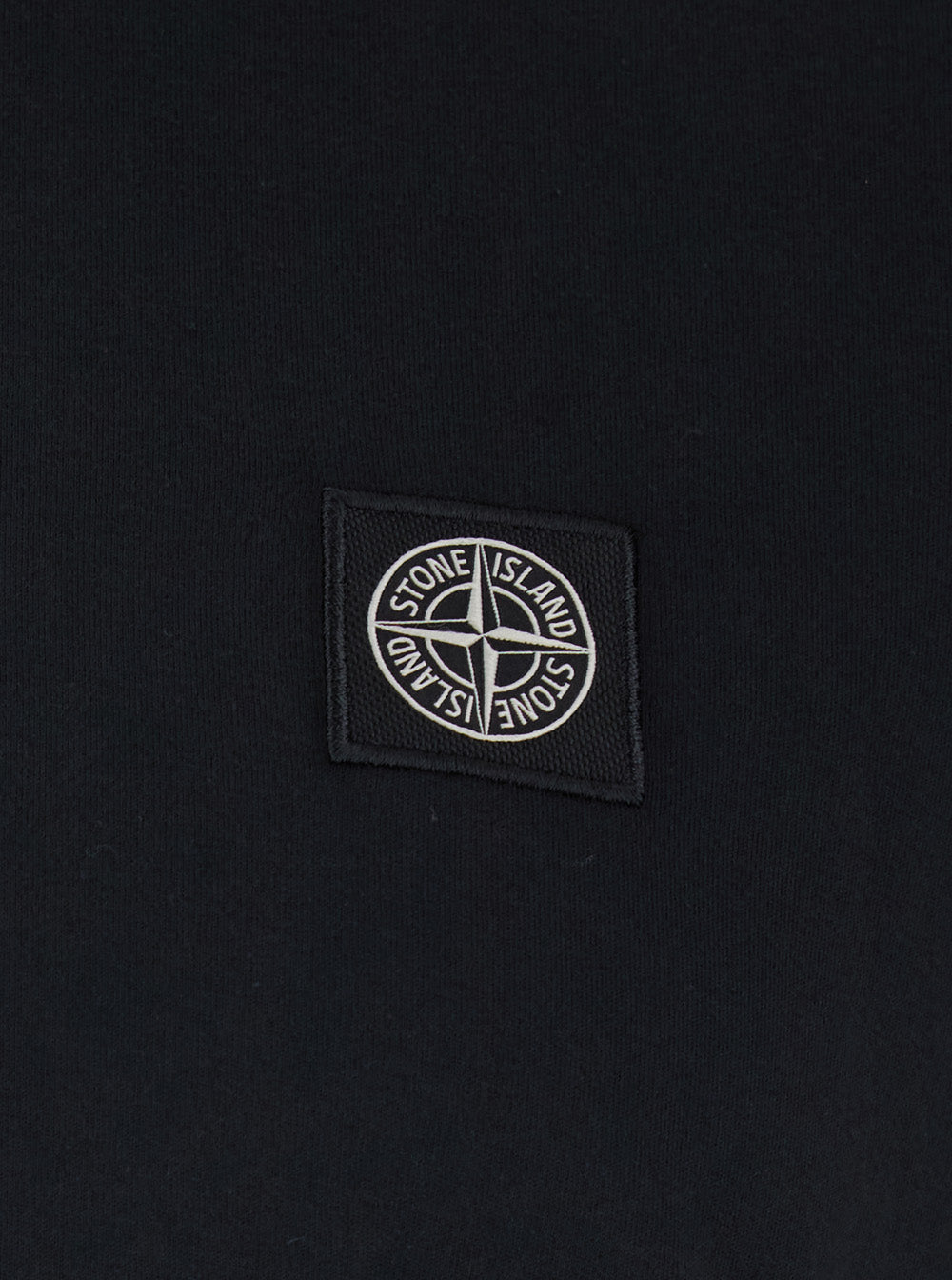 Stone Island Men Black Crew Neck T-Shirt With Logo Patch On The Front In Cotton For Men