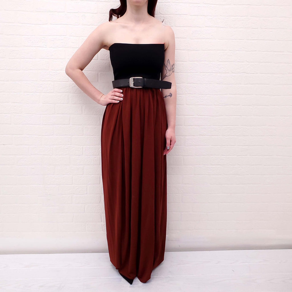PROENZA SCHOULER BURGUNDY DRESS WITH LEATHER BUCKLE DETAIL - SIZE 4