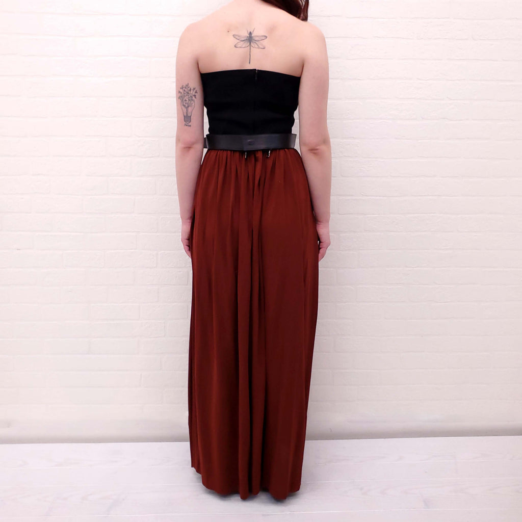 PROENZA SCHOULER BURGUNDY DRESS WITH LEATHER BUCKLE DETAIL - SIZE 4