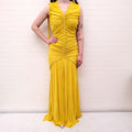 PROENZA SCHOULER YELLOW RUCHED JERSEY DRESS - SIZE 8