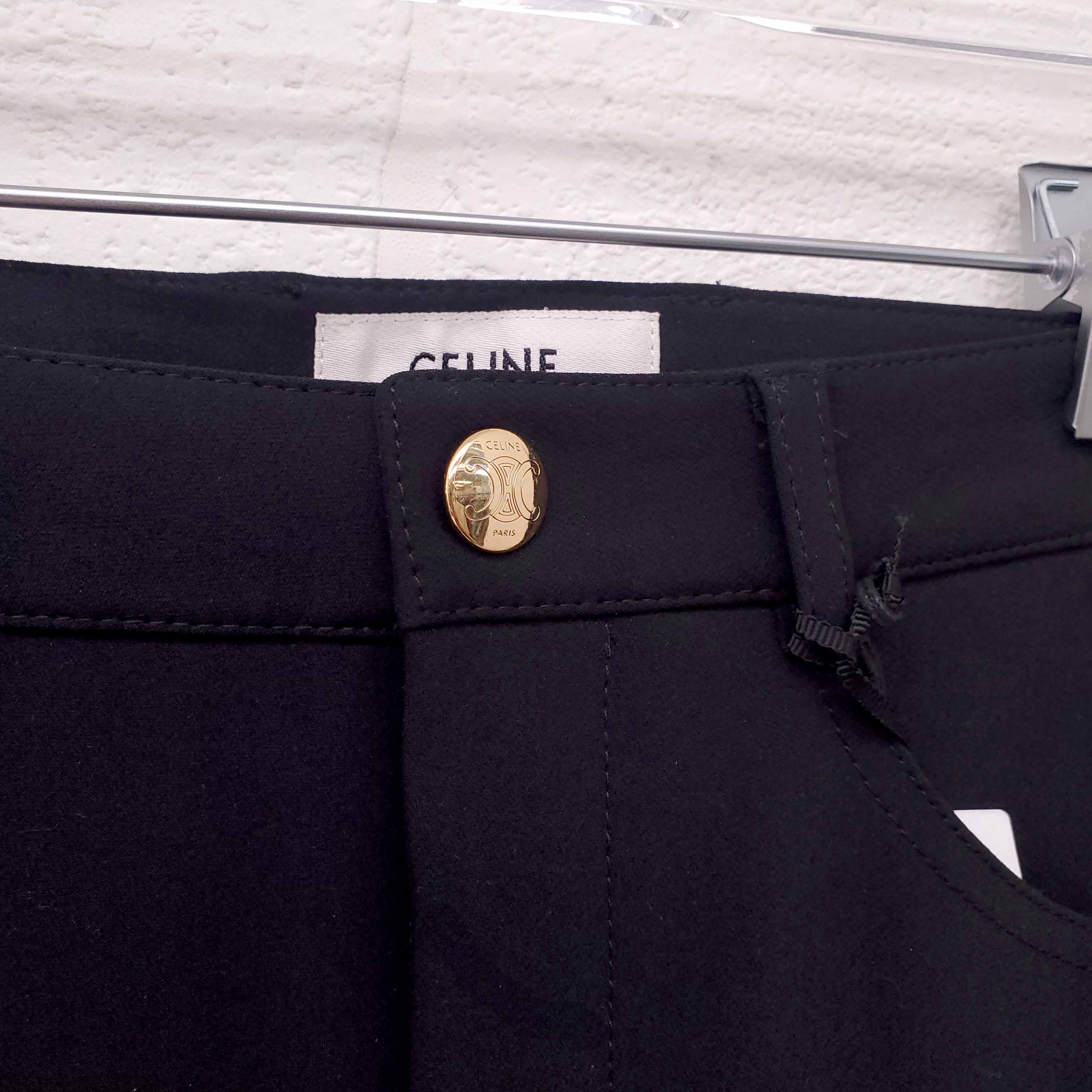 CELINE TRIOMPHE LEGGING PANT WITH GOLD LOGO AND ZIPPER DETAIL - SIZE 34