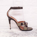 GIVENCHY KHAKI GREEN HEELS PURPLE STONE DETAIL - SIZE 39
