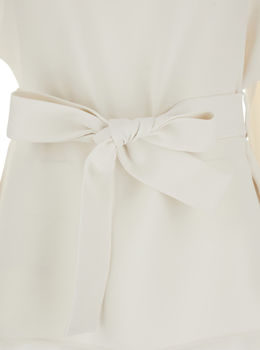 P.A.R.O.S.H. Women White Crew Neck Blouse With Bow Detail On The Front In Cady For Women