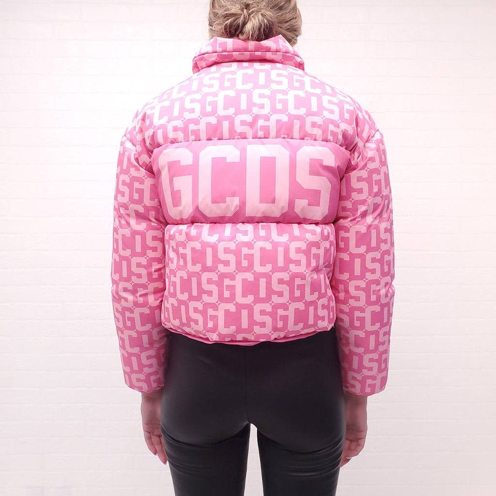 GCDS PINK PUFFER LOGO JACKET - SIZE XXS