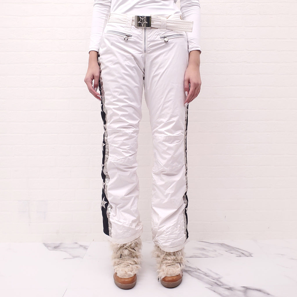 JETSET WHITE SNOW PANTS WITH STAR DETAIL - SIZE 3