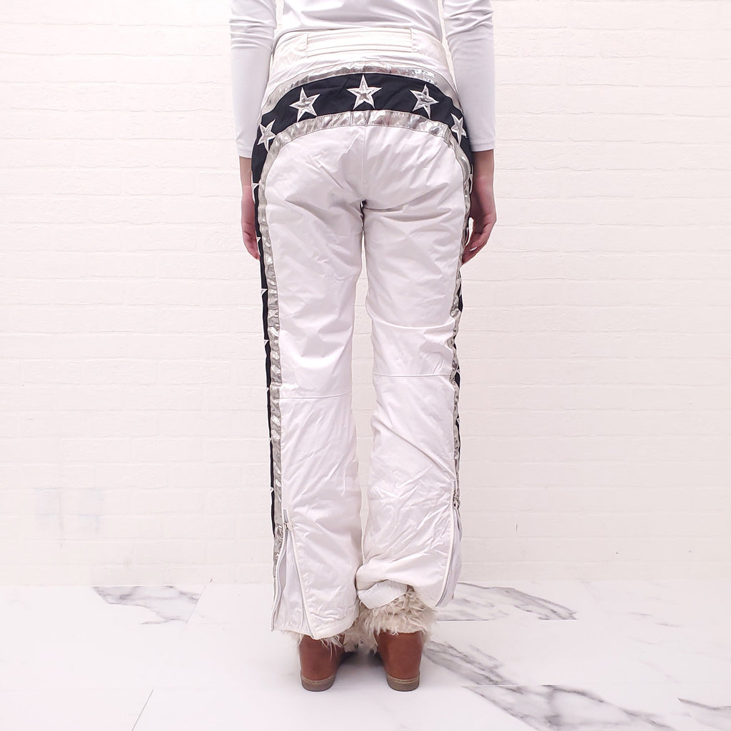 JETSET WHITE SNOW PANTS WITH STAR DETAIL - SIZE 3