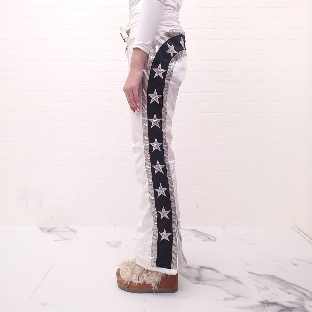 JETSET WHITE SNOW PANTS WITH STAR DETAIL - SIZE 3