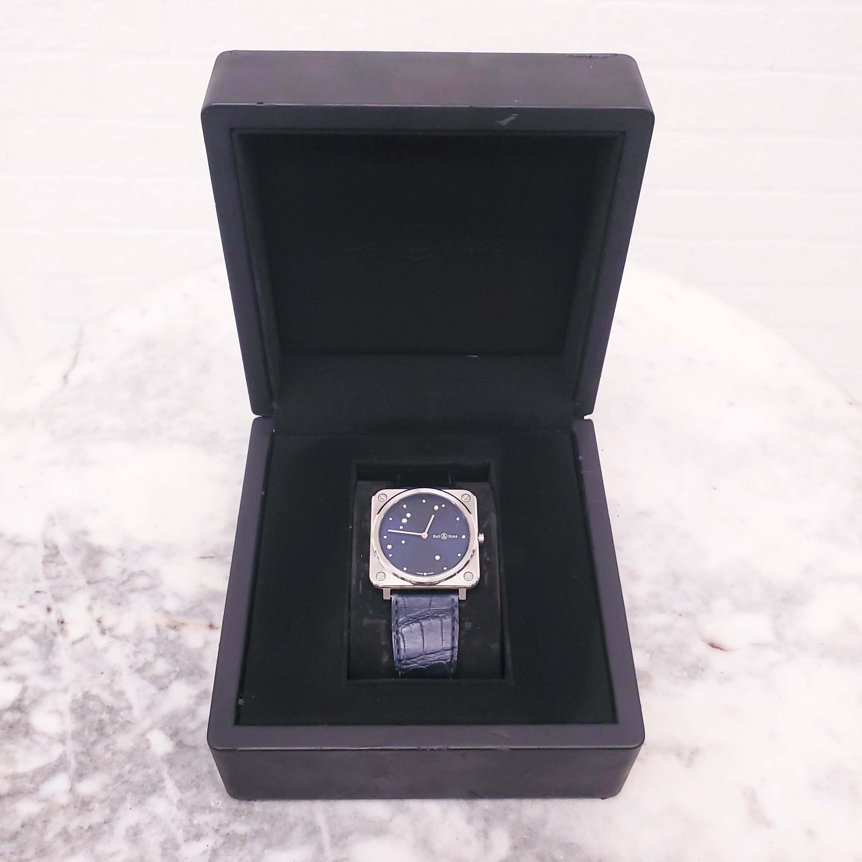 BELL & ROSS DIAMOND WATCH EAGLE QUARTZ 39MM CORDON BLEU