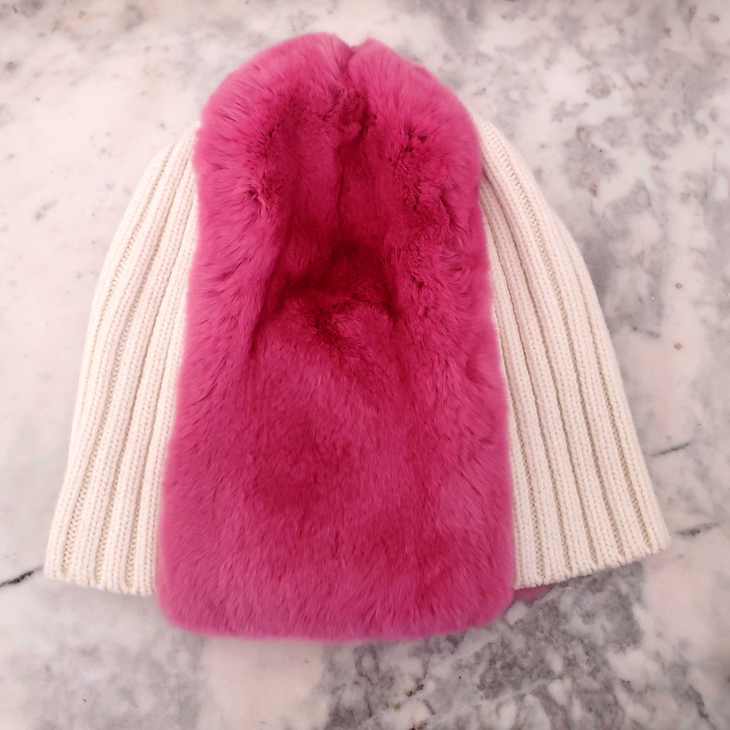 MARNI PINK BEANIE WITH FUR - SIZE M