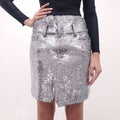 IRO SILVER SEQUIN SKIRT - SIZE 38