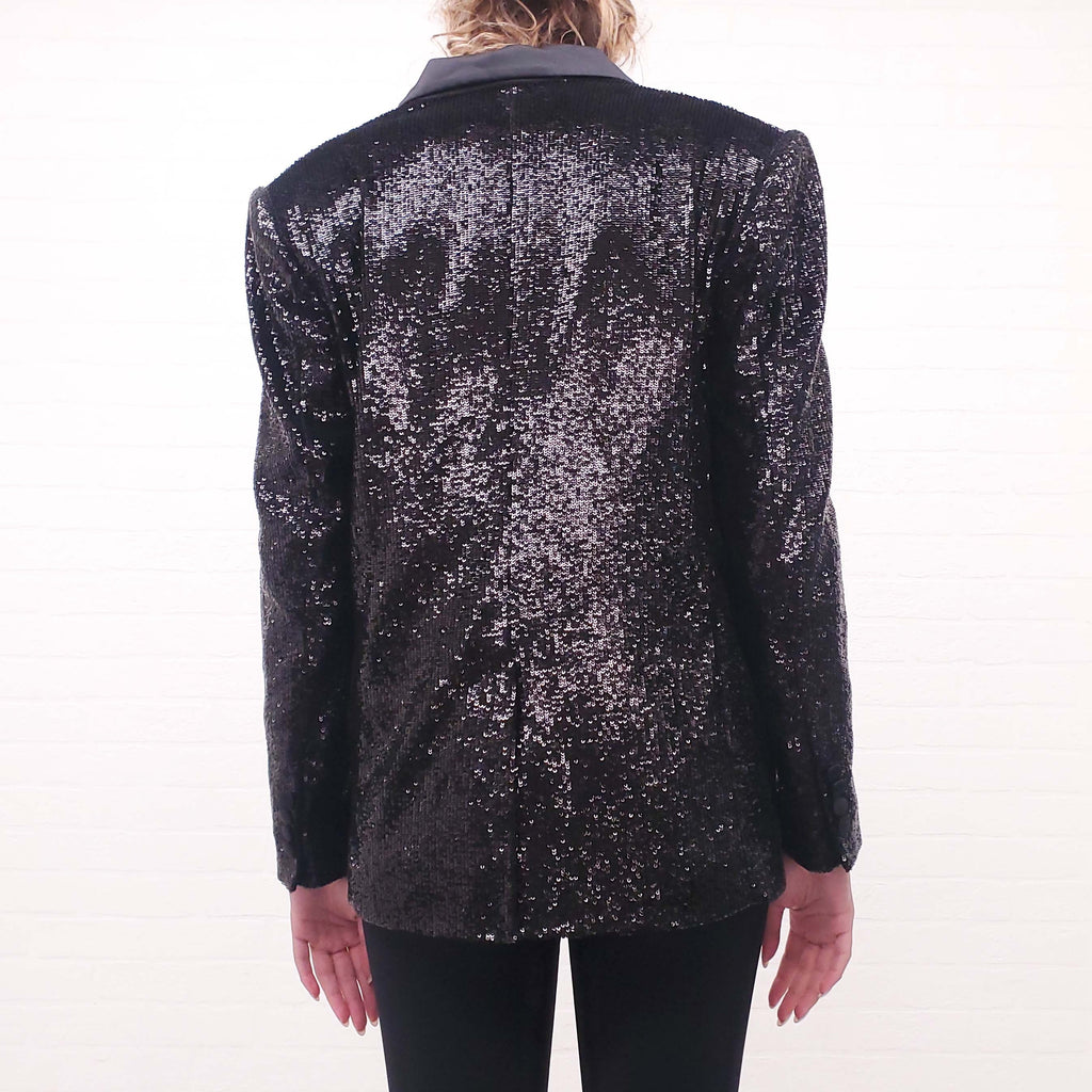 IRO OVERSIZED SEQUIN TUXEDO JACKET - SIZE 34