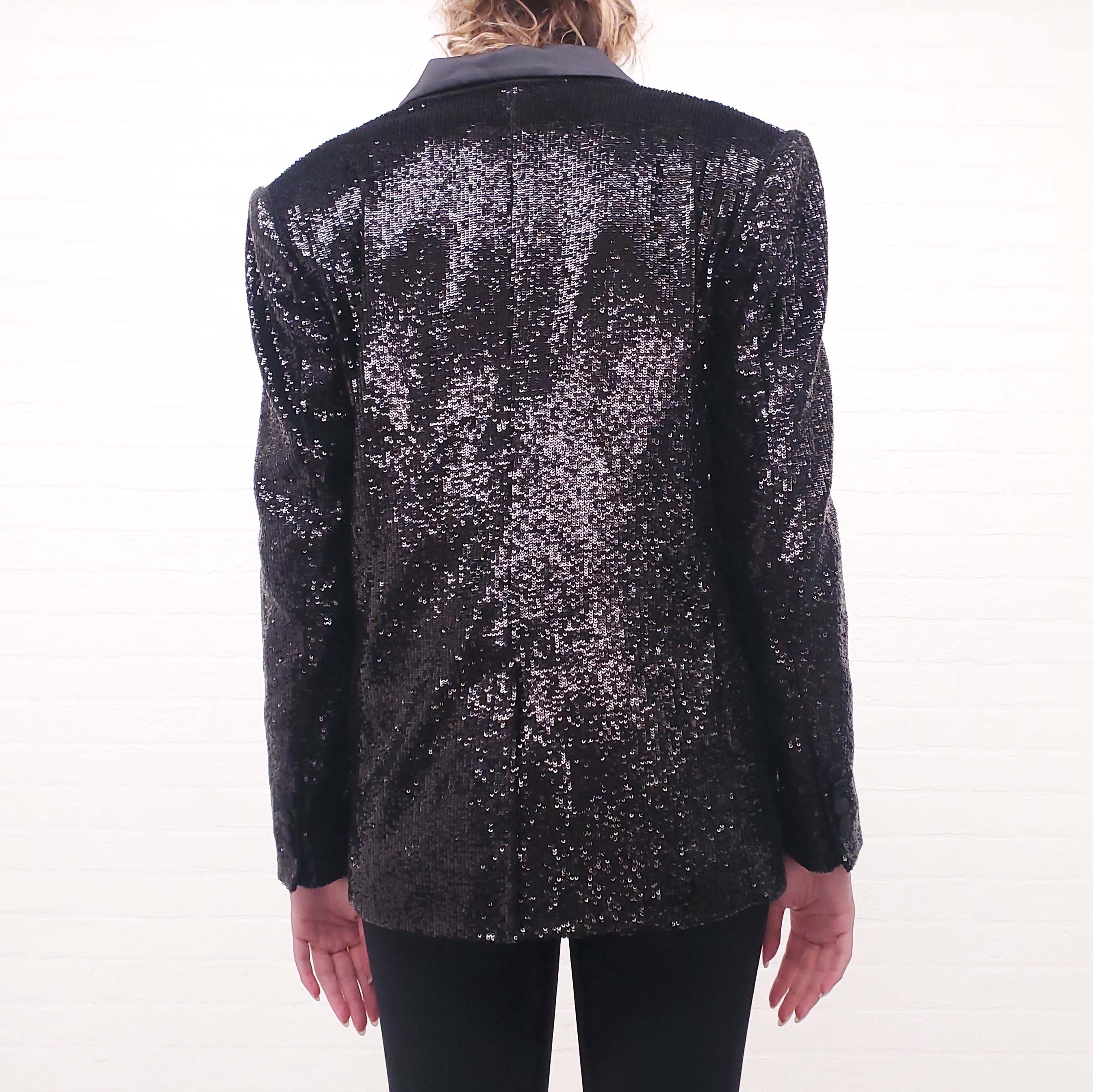 IRO OVERSIZED SEQUIN TUXEDO JACKET - SIZE 34